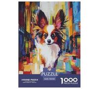 Papillon Dog Jigsaw Puzzles Puzzles for Adults Kids. 1000 Pieces Whimsical Challenge Toy Educational Game Home Decoration for Adults& Kids Age 14 Years Up 70x50cm/1000pcs