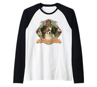 Papillon Dog Mom Vintage Tricolor Raglan Baseball Tee