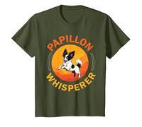 Papillon Dog T-Shirt, Youth, Olive Green, 2T