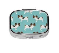 Papillon Dogs Cute Toy Spaniel Dog,Meta Pill Box 2 Compartment Medicine Case,Portable Organizer