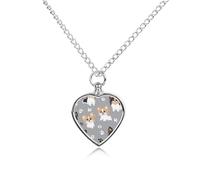 Papillon Dogs Paw Prints Heart Urn Necklace for Ashes Memorial Keepsake Jewelry Pendant Silver Chain