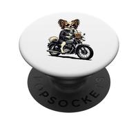 Papillon drinking ice coffee on a motorbike DIGOR PopSockets Adhesive PopGrip