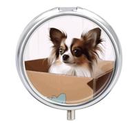 Papillon in The Box Pill Box, 3 Compartment Small Pill Case Waterproof Travel Pill Organizer for Pocket Or Purse Portable Mini Medicine Tablet Vitamin Holder Pill Case