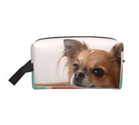 Papillon in The Box Print Storage Bag - Toiletry & Cosmetic Travel Organizer Pouch with Zipper - Reusable Canvas Makeup