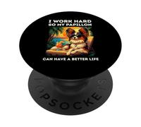 Papillon Lover I Work Hard Design Funny Papillon PopSockets Adhesive PopGrip