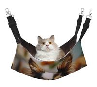 Papillon Lying on Tummy Cat Hammock for Cage Hanging Soft Pet Hammock Bed with Adjustable Straps and Metal Hooks Reversible Double Sided Hanging Bed Soft Sleeping Hammock for Cats