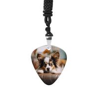 Papillon Lying on Tummy Guitar Pick Necklace Exquisite Titanium Steel Personalized Necklaces Cool Pendant Necklaces Fashion Guitar Pick Holder Necklace Unique Gifts for Adult