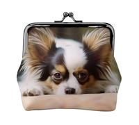 Papillon Lying On Tummy Small Coin Purse For Women Girls Pu Leather Change Purse Wallets Key Bags Kiss-Lock Mini Coin Pouch For Women Girls