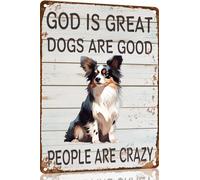 Papillon Metal Sign God is Great Dogs Are Good Metal Tin Sign Funny Welcome Signs Vintage Wall Decor For Bar Pub Club 8x12 Inch