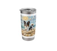 Papillon on a Sunny Summer Beach Artwork Stainless Steel Insulated Tumbler