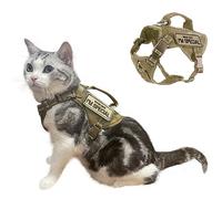 Papipets Tactical Cat Harness Khaki XL Reflective with Easy Control Handle