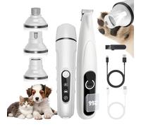 PAPMINI 2 in 1 Dog Nail Grinder and Dog Paw Trimmer, Quiet Painless Electric Dog Nail Trimmers for Large Medium Small Dogs&Cats, Cordless Clipper for Nails, Paws, Ears, Eyes, Rump&Body Grooming(White
