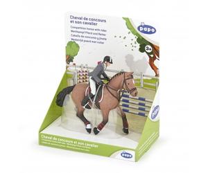 Papo 51561 Competition horse with rider with horse play set toy pony model