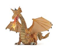Papo - Golden Dragon with Flame Figurine - 3 years old - Enchanted World Collection - Keeper of the Castle in the Clouds - 15 cm - Hand painted - Fantasy toy in the shape of a castle