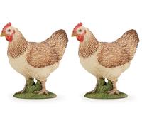 Papo - Realistic Hen Figure - Ages 3+ - Farm Life Collection - Educational Play Farm Animals - Gift Idea Toy for Girls and Boys (Pack of 2)