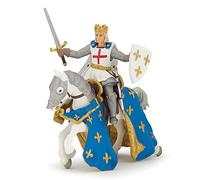 Papo - Saint Louis and Horse Figurine - Historical Toy for Kids Age 3+ - Hand Painted Medieval King of France Model - Capetian Dynasty Figure - 14 x 8 x 15 cm - Middle Ages Collection - 39841