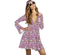 Papootz 60s 70s Hippy Chick Women’s Retro Festival Fancy Dress Costume Outfit - Psychedelic Print, Exclusive Skater Style, Matching Headpiece (12)