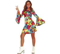 Papootz Adult Ladies 60s 70s Disco Queen Flower Power Costume (Medium), Multicolored