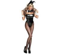 Papootz Glam Bunny Sexy Women’s Adult Hostess Fancy Dress Costume Black White High Cut Outfit with Ears Bow Tie Tail Party Halloween Club Night (14)