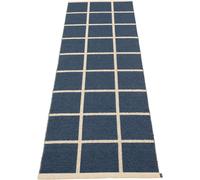 Pappelina - Criss Plastic Rug Dark Blue / Cream, 70x225 cm - Cream