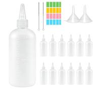 PAppositus 12 PCS Squeezy Bottles with Nozzles 200ML, Plastic Condiment Squeeze Bottles for Sauces, Oils, Dressings, Ketchup Bottle Set with Cleaning Brush, Funnels & Labels for Kitchen, Travel