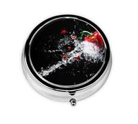 Paprika Water Splashes This Small, Round, Three-Compartment Travel Pill Box is Perfect for Storing Daily medications, Vitamins, and on-The-go.