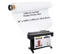 PAPRMA 36" x 150ft Wide Format Paper 2" Core, White Plotter Paper CAD Bond 2 Rolls