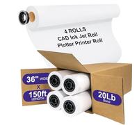 PAPRMA 36" x 150ft Wide Format Paper 2" Core, White Plotter Paper CAD Bond 4 Rolls