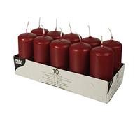 Papstar 10 Pillar Candles, Diameter 40 mm Height, 90 mm, Burgundy, 17914