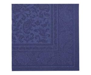 Papstar 11665 50 Serviettes ROYAL Collection 1/4-fold 40 cm x 40 cm, Dark Blue With Ornamental Design