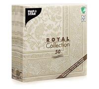 Papstar 11681 50 Serviettes ROYAL Collection 1/4 Fold 40 x 40 cm, Ornaments, Champagne