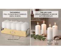 Papstar Pillar Candles Set of 10(Diameter 40/L 90 MM) Cream