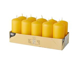 Papstar 17917, pillar candles, Ødiameter 40 mm, height 90 mm, paraffin, golden yellow, burning time: approx. 9 hours