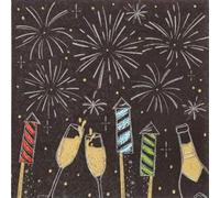 Papstar 20 Napkins Fireworks and Sparkling Wine Table Decoration Paper Napkins with Motif Also for Decoupage and Decoupage 33 x 33 cm