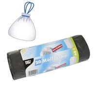 Papstar 20 x 60 Litre Grey Bin Liners - LDPE (Thickness 22my) with Drawstring - 75 x 65 x 75 cm - for Swing Top Bins, Pedal Bins and Similar Containers #14196