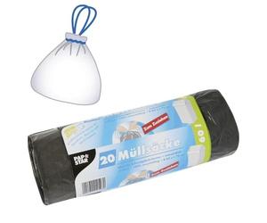 Papstar 20 x 60 Litre Grey Bin Liners - LDPE (Thickness 22my) with Drawstring - 75 x 65 x 75 cm - for Swing Top Bins, Pedal Bins and Similar Containers #14196