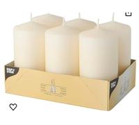 Papstar Pillar Candles Set of 10PCS (Diameter 40/L 90 MM) Cream