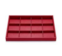 Papten 12 Grids Stackable Jewellery Organiser Display Tray Stackers Jewellery Organiser Tray for Necklace Ring Bracelet Earring (Red)