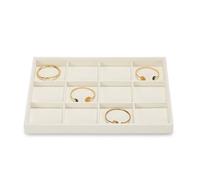 Papten 12Grids Stackable Jewellery Organiser Velvet Jewellery Display Tray Stackers Jewellery Box Earring Storage Organiser Earring Holderfor Necklace Ring Bracelet Earring (Beige)