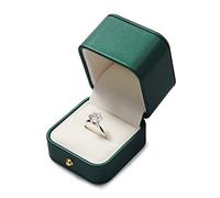 Papten Engagement Ring Box PU Leather Antique Ring Gift Box Luxury Rings Boxes for Proposal Marry(Green)
