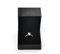 Papten Luxury Ring Gift Boxes - Square Black Engagement Ring Box with Velvet Lining Wedding Proposal Home Shop Display