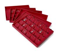 Papten Necklace Display Tray Premium PU Leather Necklace Display Organiser Tray with Stackable Design,Jewellery Organiser for Necklaces Pendants Accessories （Red）