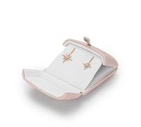 Papten Pink Earrings Gift Box,Vintage Double-Open Style Gift Box,Portable Studs Earrings Storage Box for Anniversary/Valentine's Day,Snap Button