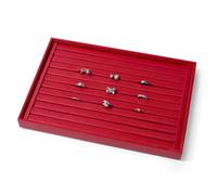 Papten PU Leather 8-Slot Ring Display Tray Jewellery Organiser Tray Premium Jewelry Tray for Earrings, Rings Storage in Vibrant Red