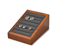 Papten Solid Wood Jewelry Ring Tray Ring Box Display Stand Slotted Ring Boxes For Jewellery Earring Storage Organiser Display Jewellery Organiser Ring Holder For Trade Showcase(Black)