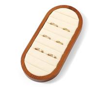 Papten Solid Wood Oval Ring Display Tray With Multiple Compartments for Jewellery Ring and Earring Organizer Tary in Drawer(Beige)