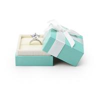 Papten Velvet Ring Box Blue Ring Gift Box Bow-knot Jewellery Packaging Gift Boxes Suitable for Birthdays, Valentine's Day, Mother's Day