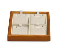 Papten Wooden Pendant Tray with Velet Lined for Necklace/Earrings/Cufflinks Storage Tray for Home Drawer Insert(Beige)