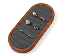 Papten Wooden Ring Tray Luxury Ring Display Tray With Multiple Compartments for Ring and Earring Organizer Tarys in Drawer(Grey)