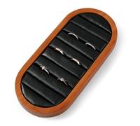 Papten Wooden Ring Tray Luxury Ring Display Tray With Multiple Compartments for Ring and Earring Organizer Tarys in Drawer(Black)